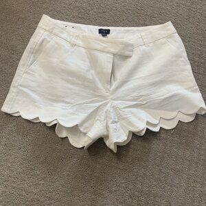 J Crew linen white scallop shorts